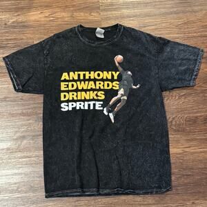 Anthony Edwards Sprite Promo T-Shirt Acid Wash Obey Your Thirst‎ Size L